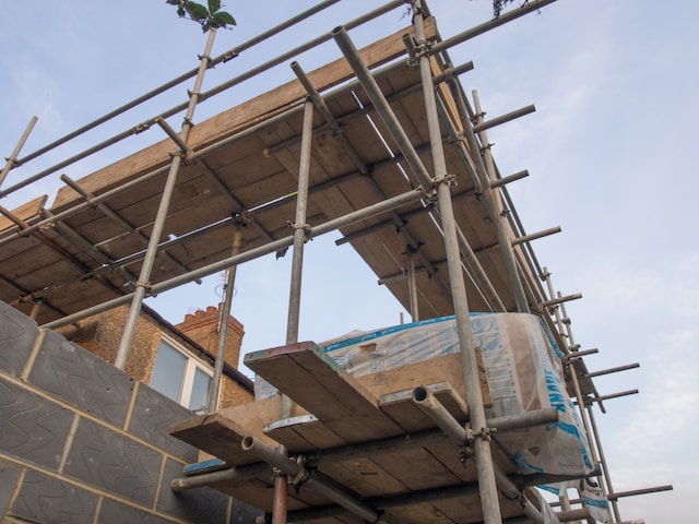 An extension being constructed on a home.