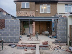 A house extension being constructed